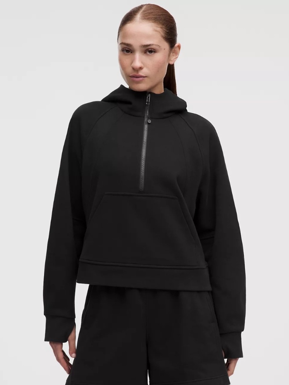 lululemon athletica Scuba Oversize Half-Zip Hoodie Black Cropped NWOT-Sz M/L